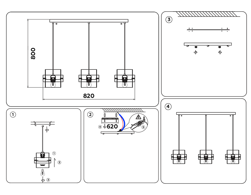 TR3652/3 GD/SM золото/дымчатый E27/3 max 40W 820*180*700
